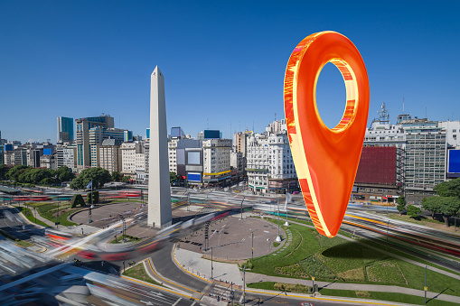 Argentina Buenos Aires with map wayfinding icon pin