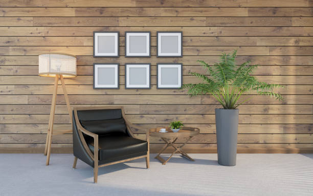istock black armchair with floor lamp and picture frame . 3d rendering 1299143894