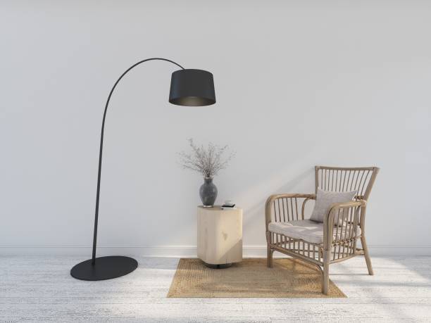 istock wood armchair with floor lamp . 3d rendering 1299143905