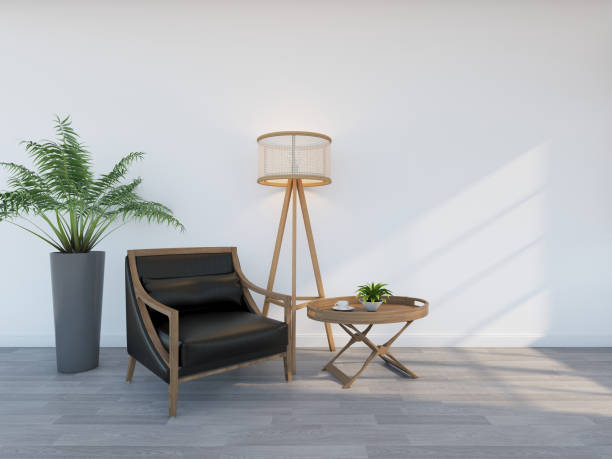 istock black armchair with floor lamp . 3d rendering 1299143906