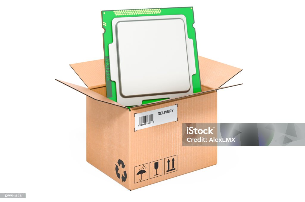 Cpu Cardboard Box Example Cpu Inside Cardboard Box Delivery Concept 3d Rendering Isolated On ...