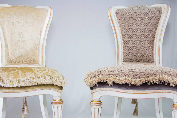 istock Wooden antique chair, retro style, light background 1299147681
