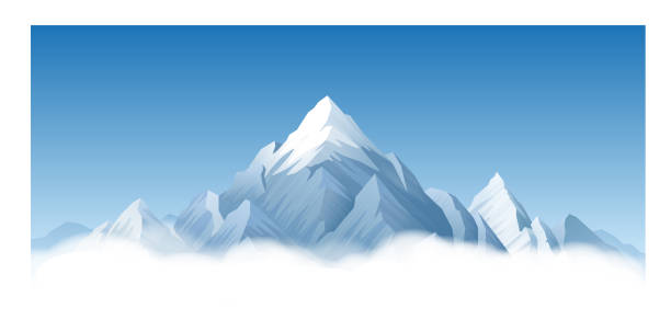 снежный горный хребет - ski resort mountain winter mountain range stock illustrations