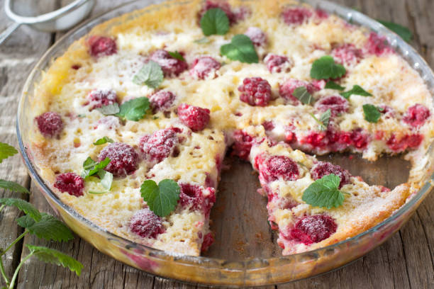 raspberry clafoutis raspberry clafoutis clafoutis stock pictures, royalty-free photos & images