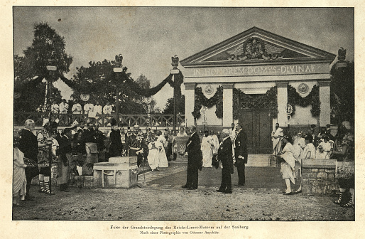 Vintage photograph of Celebration of the laying of the foundation stone of the Reichs-Limes-Museum on the Saalburg