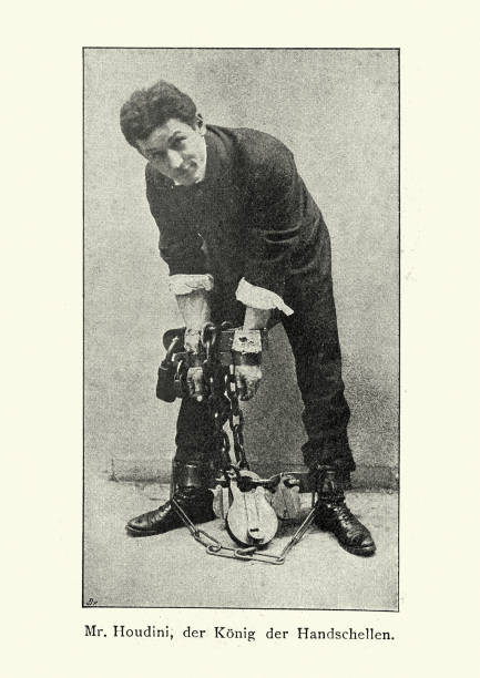 Vintage photograph of Harry Houdini a Hungarian-born American illusionist and stunt performer, noted for his escape acts.