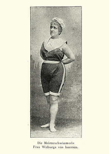 Vintage photograph of Walpurga von Isacescu an Austrian swimmer, the first woman athlete to attempt a swim across the English Channel