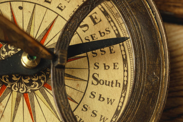 istock Close up view of the old compass 1299170933