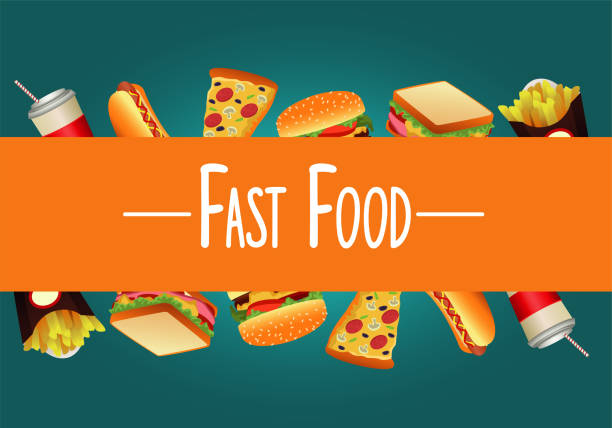 istock delicious fast food menu template with lettering in green background 1299173577