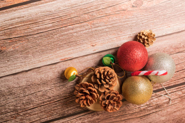 istock Christmas decorations With colorful bokeh placed on top 1299174620