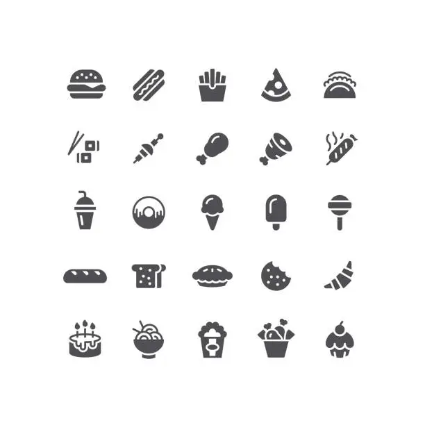 Vector illustration of Fast Food Flat Icons Set