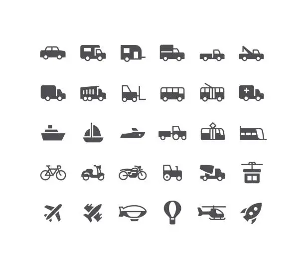 Vector illustration of Transport Flat Icons Set