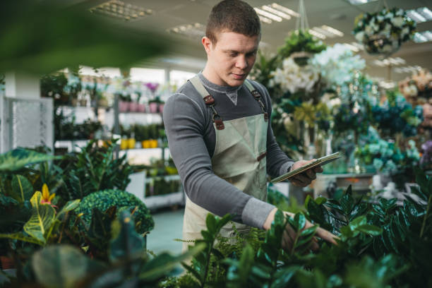 istock A young man examining and working with plants and flowers 1299180860