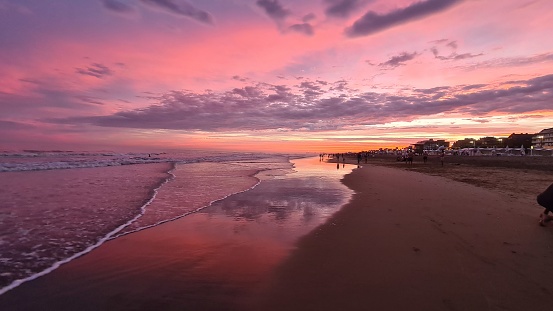 Pink sunset at the beach
