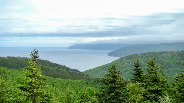 Cabot Trail at Cape Breton Highlands National Park, Nova Scotia, Canada Nova Scotia, Canada cabot trail stock pictures, royalty-free photos & images