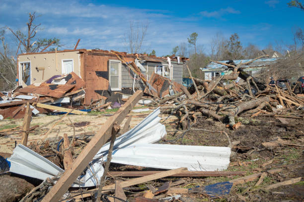 01272021 fultondale al tornado dano 6 - tornado natural disaster damaged house - fotografias e filmes do acervo