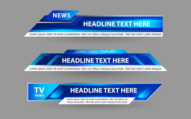 festlegen des sammlungsvektors von broadcast news lower thirds template layout-designbanner - lower third stock-grafiken, -clipart, -cartoons und -symbole