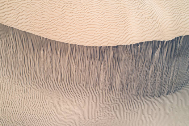 Desert dune sand ridge patterns from aerial perspective