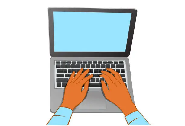 Vector illustration of hands typing