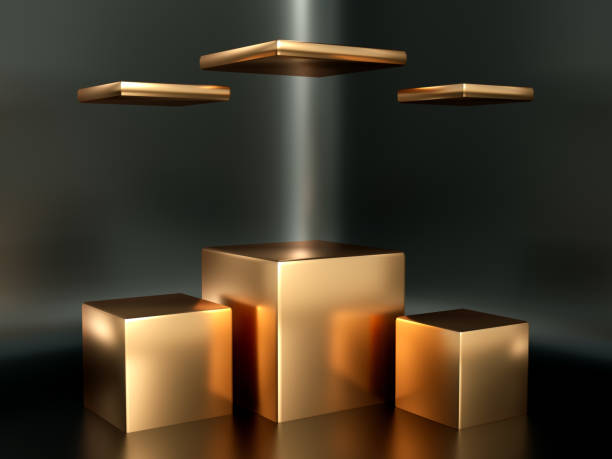 Beautiful, elegant background with a pedestal and a showcase. 3d illustration, 3d 

rendering.