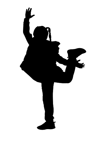 Little girl gymnast posing vector silhouette