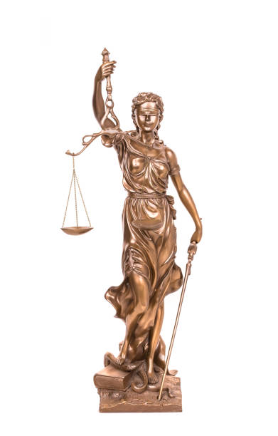 istock Statue of justice isolated on white, law concept 1299207491