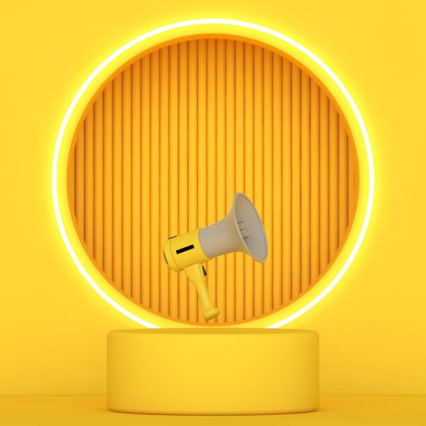 istock Yellow podium and minimal abstract background, 3d rendering geometric shape, Stage for awards on website in modern. 1299213761
