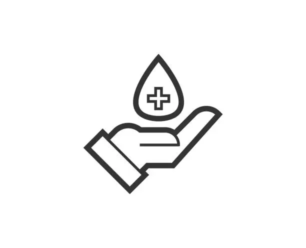 Vector illustration of Medical help icon. Medical black line sign. Premium quality graphic design pictogram. Outline symbol icon for web design, website and mobile app on white background. Monochrome icon of cancer. Holidays line icon