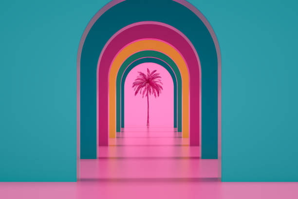 istock Abstract Colorful Tunnel with Palm Tree 1299218479