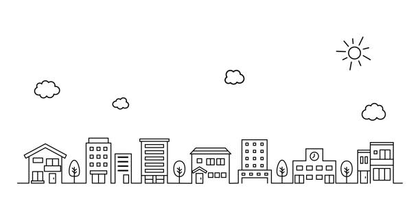Illustration of simple townscape and cityscape
