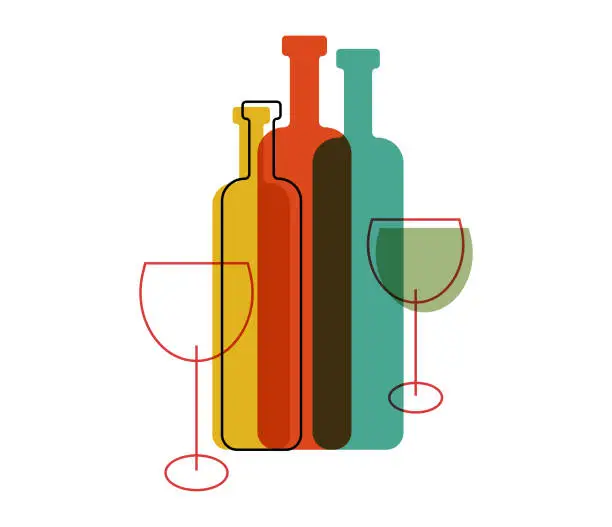 Vector illustration of Wine bottles