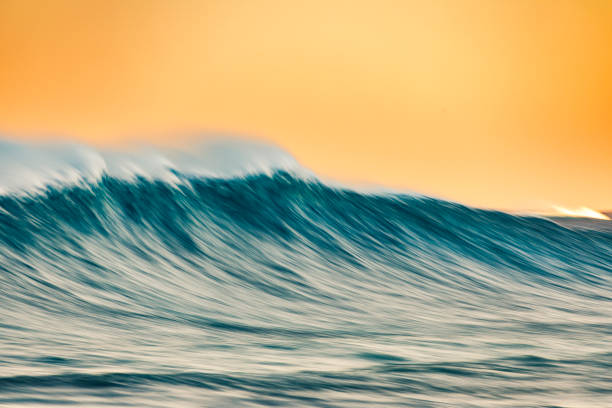 istock Cresting wave breaking with strong wind spray in the golden morning light 1299224442