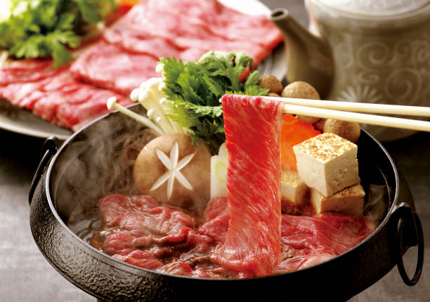 Japanese black beef sukiyaki from Kagoshima prefecture There are various hot pot dishes in Japan depending on the food, season, and region. wagyu beef stock pictures, royalty-free photos & images