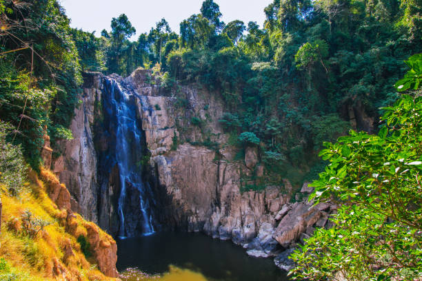 istock Views of waterfalls, mountains and beautiful trees in bright sunlight. 1299228995