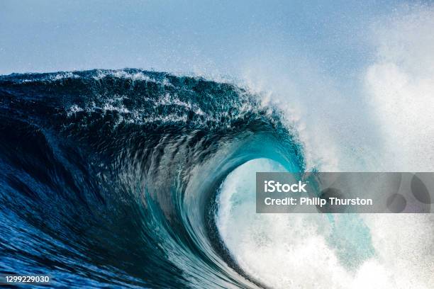Powerful Blue Breaking Wave Stock Photo - Download Image Now - Wave - Water, Sea, Pipeline Wave