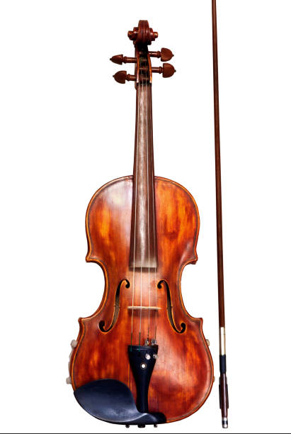 istock violin with bow. Closeup isolated on white background 1299230842