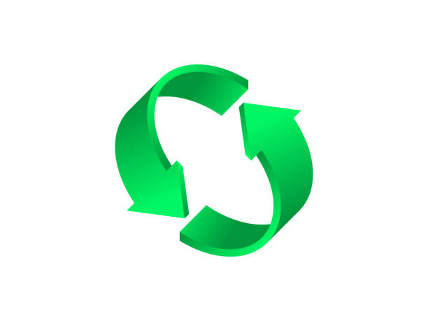 illustrations, cliparts, dessins animés et icônes de concept de conservation de l’environnement. flèches vertes enroulées 3d. - abstract symbol circle variation