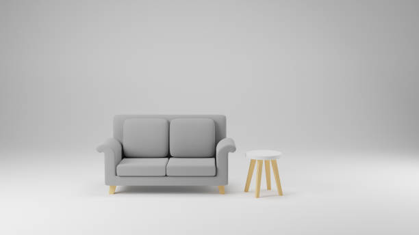 istock Cozy living room minimal style white and grey tone 1299233428