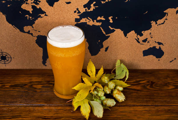 istock Craft beer with passion fruit and natural hop leaves 1299233835