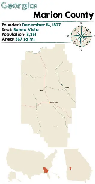 Vector illustration of Map of Marion County in Georgia