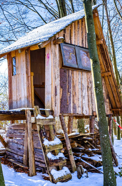 istock old wooden raised hunting stand 1299236242