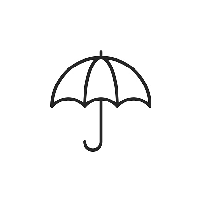 Umbrella, Insurance Vector Line Icon with Editable Stroke on White Background.