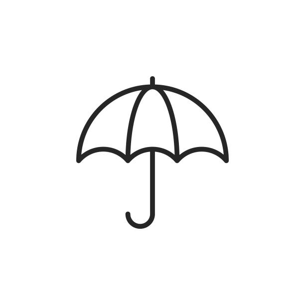 Umbrella, Insurance Line Vector Icon. Editable Stroke. Pixel Perfect. For Mobile and Web. Umbrella, Insurance Vector Line Icon with Editable Stroke on White Background. umbrella stock illustrations
