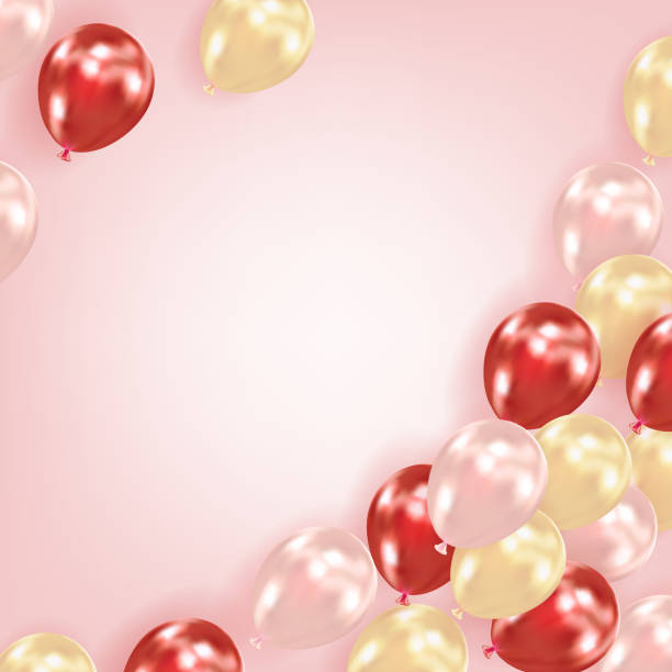 istock Festive background with air balloons. Holiday design for party, birthday, anniversary, Valentines day, wedding. Template for greeting card, banner, poster, invitation, flyer 1299239101