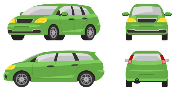 ilustrações, clipart, desenhos animados e ícones de minivan em diferentes ângulos. - different angles