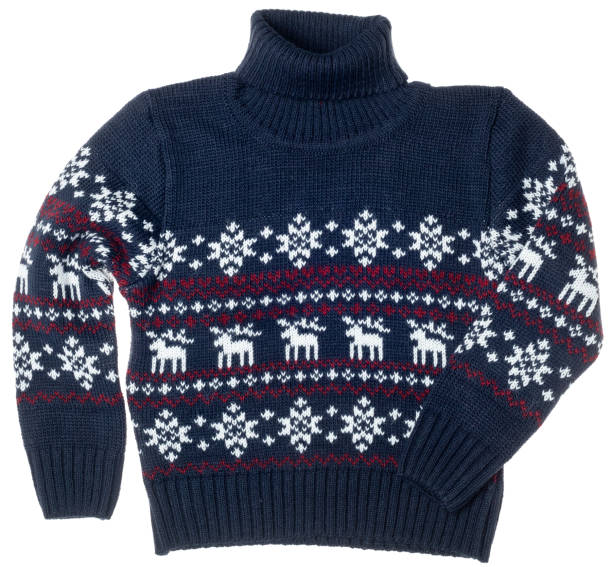 아이 따뜻한 크리스마스 터틀넥 스웨터 고립 에 흰색 - blue wool 뉴스 사진 이미지