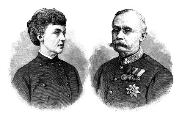 ilustrações de stock, clip art, desenhos animados e ícones de duke adolf zu nassau, regent of luxembourg and his wife - duke