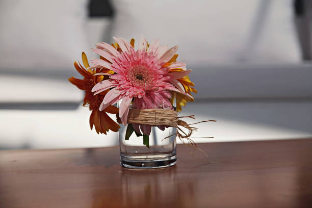 Decoration of a wedding with colorful flowers