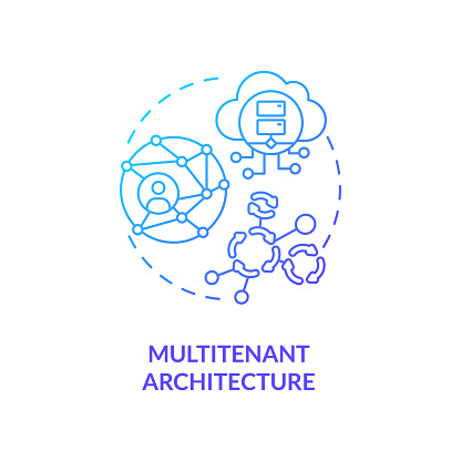 Multitenant architecture concept icon. SaaS advantage idea thin line illustration. Serving multiple tenants. Different cloud customers. Shared systems. Vector isolated outline RGB color drawing