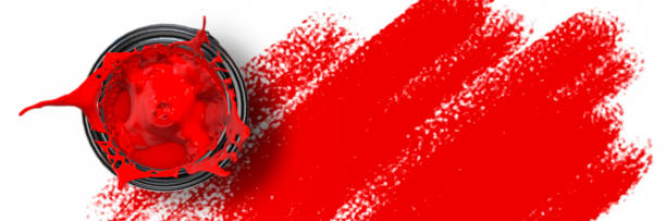 istock Looking down onto a red tin of splashing paint 3d render 1299260559